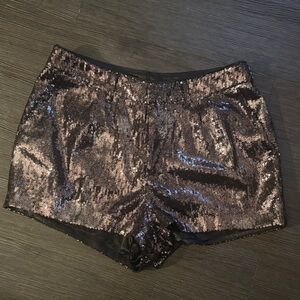 H&M High Waist Sequin Shorts - Black and Brown